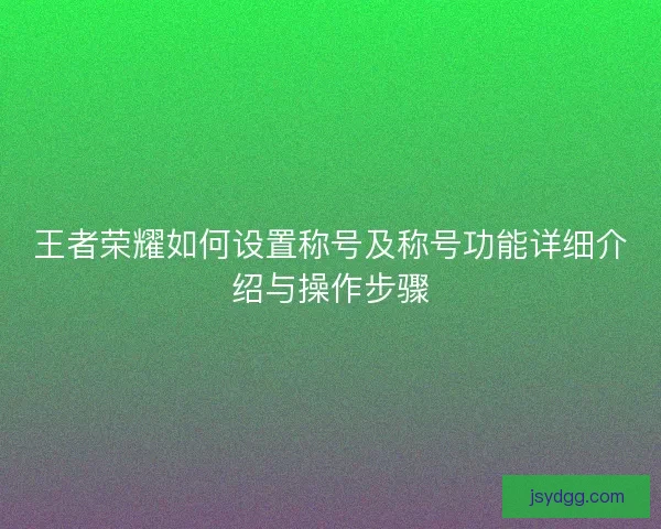 王者荣耀如何设置称号及称号功能详细介绍与操作步骤